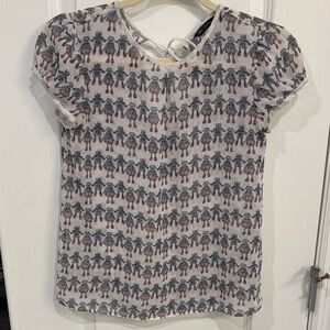 Zara White Robot Print Blouse